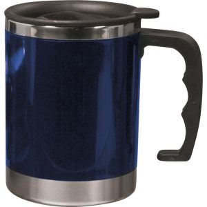 Dubbelwandige thermos/isoleer beker 400 ml blauw