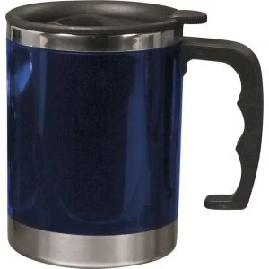Dubbelwandige thermos/isoleer beker 400 ml blauw